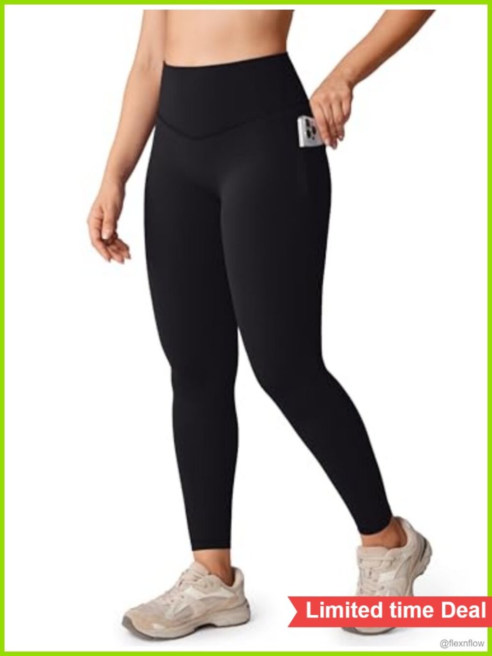 High Waisted Yoga Leggings with Side Pockets, No Front Seam, 25" Inseam